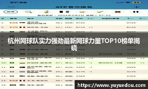 杭州网球队实力强劲最新网球力量TOP10榜单揭晓